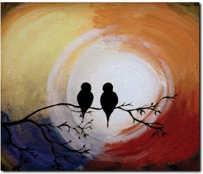 Stybuzz Two Birds On Branch Painting Frameless Canvas Art