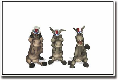 Three donkeys with hat art Fine Art Print