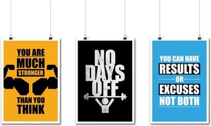 Set of Three Gym and Fitness Typography Quotes Poster Paper Print - Lab ...