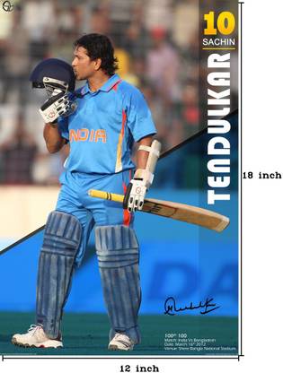 Sachin 100th 100Paper Print