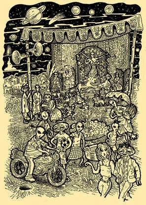 The Alien Durga Puja Paper Print