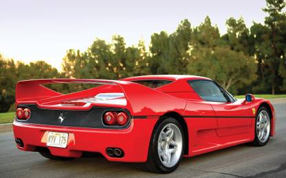 Athah Red Ferrari F50 back side view Poster Paper Print