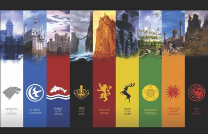 Athah Poster game of thrones flags Paper Print