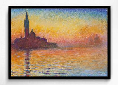 Seven Rays Sunset in Venice by Claude Monet Framed (Small)