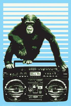 Steez Boombox and Monkey Paper Print