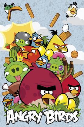 Angry Birds Collage Paper Print