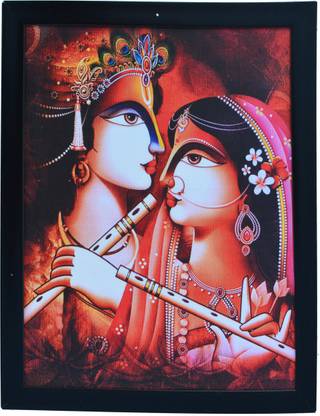 Radha Krishna Framed Matt Finish Photographic Paper