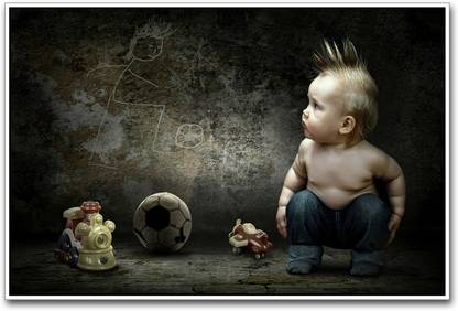 Cute Baby Football Player Paper Print Children Posters In India Buy Art Film Design Movie Music Nature And Educational Paintings Wallpapers At Flipkart Com