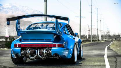 Athah Blue Gemballa Porsche 911 side view Poster Paper Print