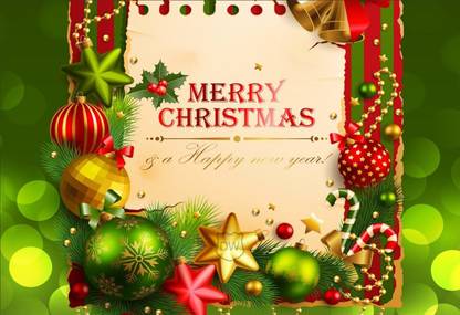 Merry Christmas Poster (Non Tearable Synthetic Material) Fine Art Print