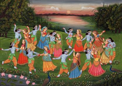 Krishna Raas Leela –The Dance of Passion - Medium Size Rolled Digital Art Print On Photographic Paper