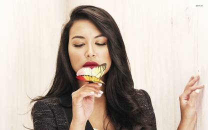 Naya Rivera looking at the paper butterfly Athah Fine Quality Frameless Poster Paper Print