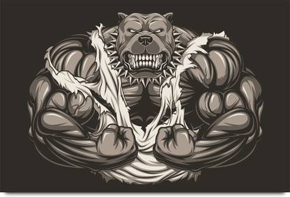 Cartoon Muscular Dog Paper Print