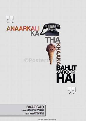 Baazigar | Minimal Bollywood Art Photographic Paper