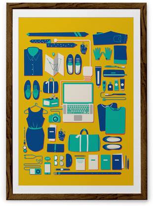 Chumbak Travel Yellow Canvas 24 inch x 16 inch Painting