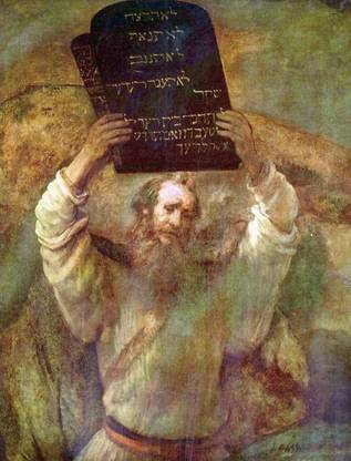 Moses with the commandments by Rembrandt Fine Art Print