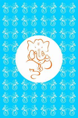 Athah Shree Ganesh Frameless Poster with Creative Pattern in Blue G Paper Print