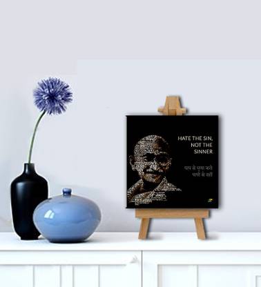 Tallenge - Mahatma Gandhi Motivational Quotes In Hindi - Hate The Sin, Not The Sinner - Gallery Wrap With Easel Canvas Art