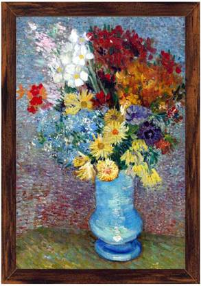Flowers in A Blue Vase By Van Gogh (Code VG-1108) Canvas Art