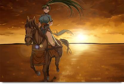 Animated Horse Riding Girl Paper Print
