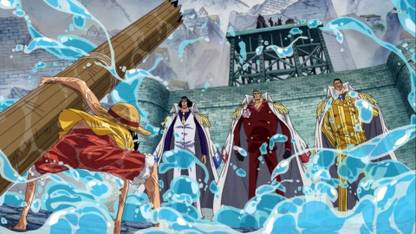 Luffy and the Three Admirals Athah Fine Quality Poster Paper Print