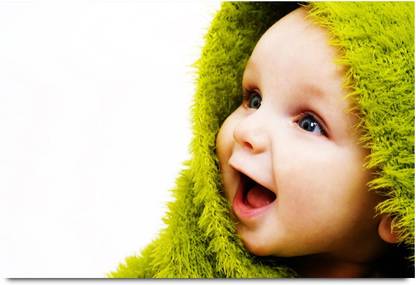 A beautiful smile green blanket Paper Print