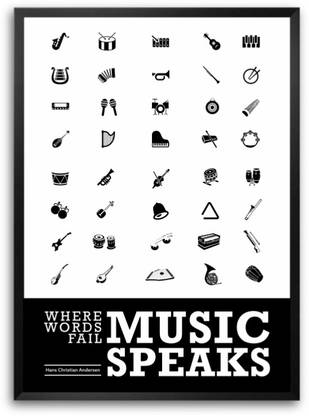 Hans Christian Andersen Music Instrument Quotes Typograpgy Framed Poster Paper Print
