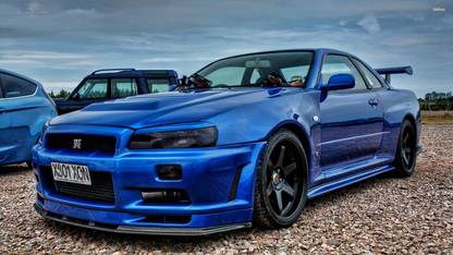 EurekaDesigns Blue Nissan Skyline Gt-R R34 Poster Fine Art Print