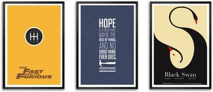 Set of Three Famous & Exciting Movie Quotes Framed Poster Paper Print