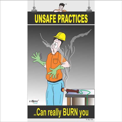 Safety Poster-Unsafe Practices Paper Print