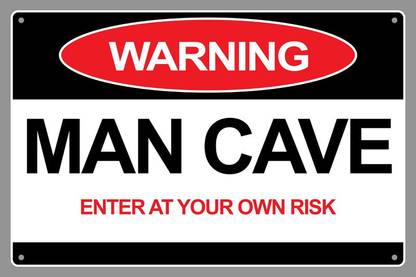 Warning Man Cave Enter at own Risk Paper Print