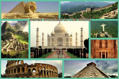 Seven Wonders Of The World Paper Poster 12"x18" Paper Print