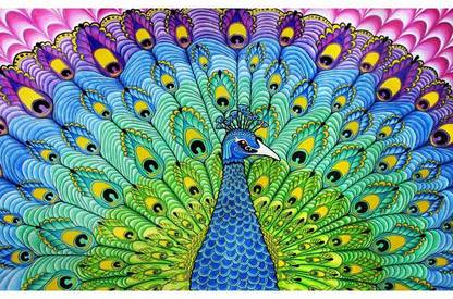 Tallenge - Colorful Peacock Art - A3 Size Premium Quality Rolled Poster Paper Print