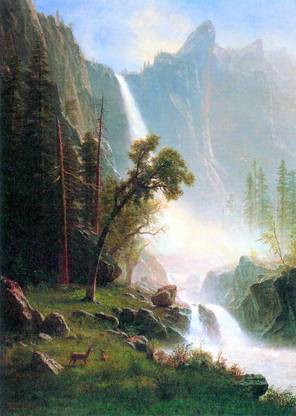 Yosemite Falls Large by Bierstadt Fine Art Print