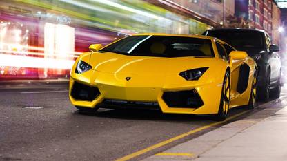 EurekaDesigns Yellow Lamborghini Aventador front view Poster Fine Art Print