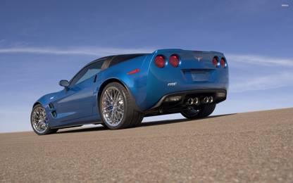 Athah Blue Chevrolet Corvette C6 ZR1 side view Poster Paper Print