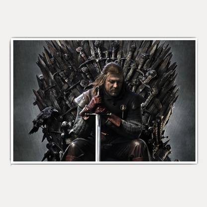 Game of Thrones Ned Stark Iron Throne (18x12) Paper Print