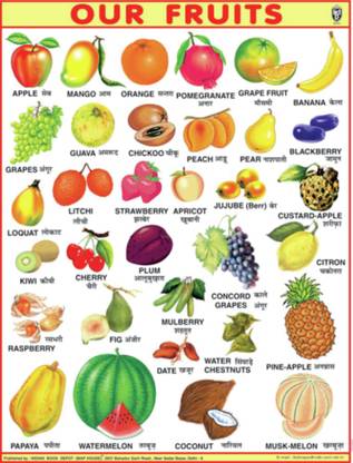 JUMBO FRUIT CHART FOR CHILDREN (PAPER PRINT) 40 INCH X 54 INCH Paper Print