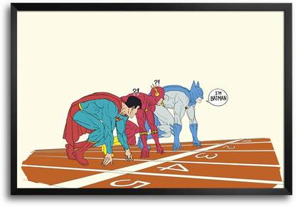ShopMantra Superhero Race Funny Laminated Frame Poster Paper Print