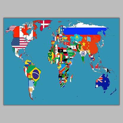 Flag World Map Poster Photographic Paper