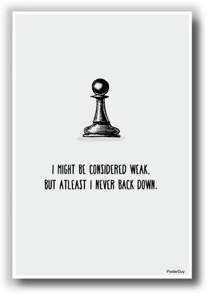 PosterGuy Never Back Down Chess Motivational Poster Paper Print