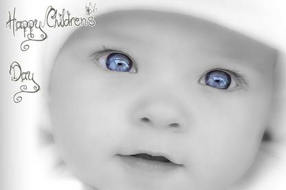 Blue Eye Baby Poster with Happy Children's Day Design - UPFK505317 Paper Print