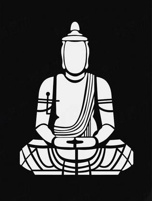 Tallenge - Black And White Buddha Art - A3 Size Rolled Poster Paper Print