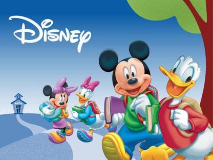 Cartoon Disney Donald Duck With Mikki Mouse Paper Print