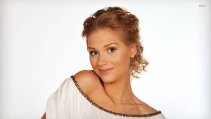 Kristina Asmus with a golden necklace Athah Fine Quality Frameless Poster Paper Print