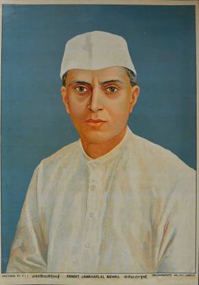 Pandit Jawaharlal Nehru Oleograph Paper Print