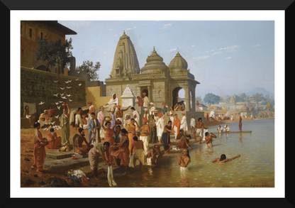 Tallenge - Worshippers At Trimbakeshwar Shiva Temple Nasik by Horace van Ruith - c1920 - Large Size Ready-to-hang Framed Art Print On - Large Size Framed Art Print On Photographic Paper