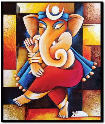 Stybuzz Modern Ganesha Art Painting Red Frameless Canvas Art