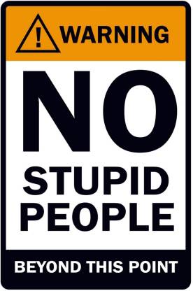 'Warning - No Stupid People' Poster Paper Print
