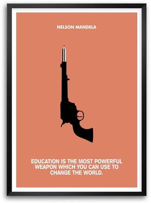 Education Change The World Nelson Mandela Quotes Framed Paper Print